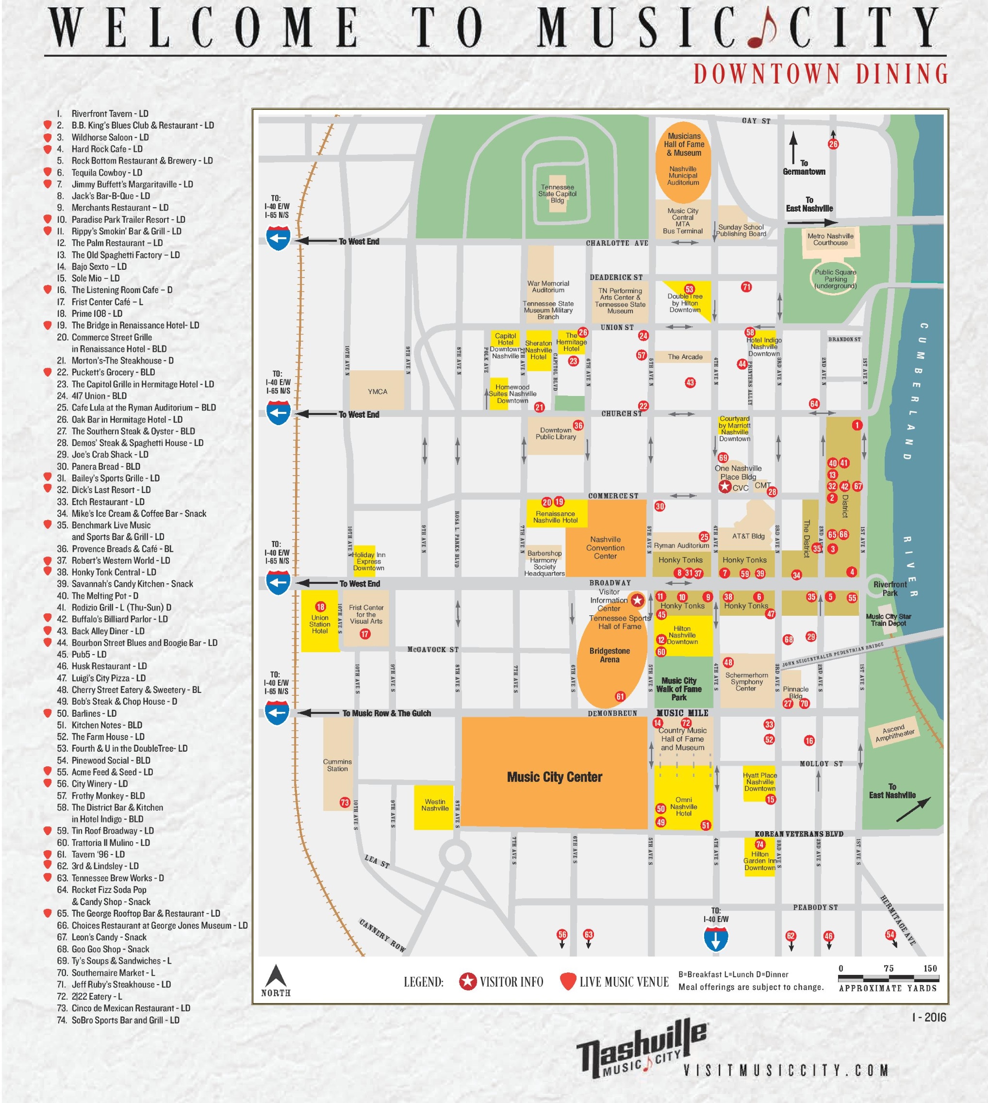 Nashville Restaurant Map