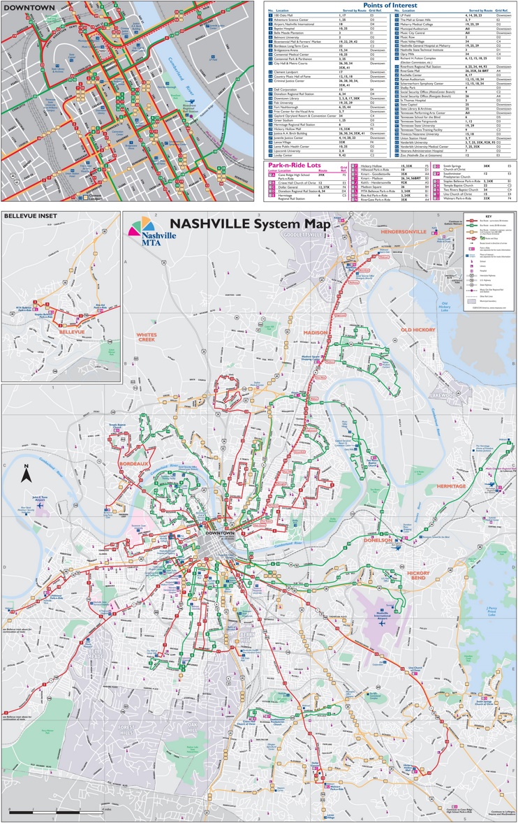 Nashville transport map