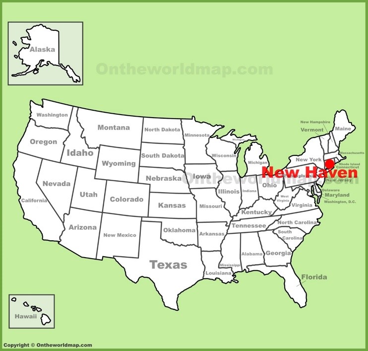 New Haven location on the U.S. Map
