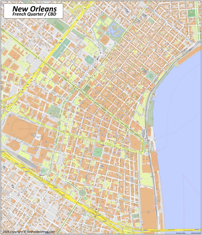 New Orleans French Quarter and CBD Map