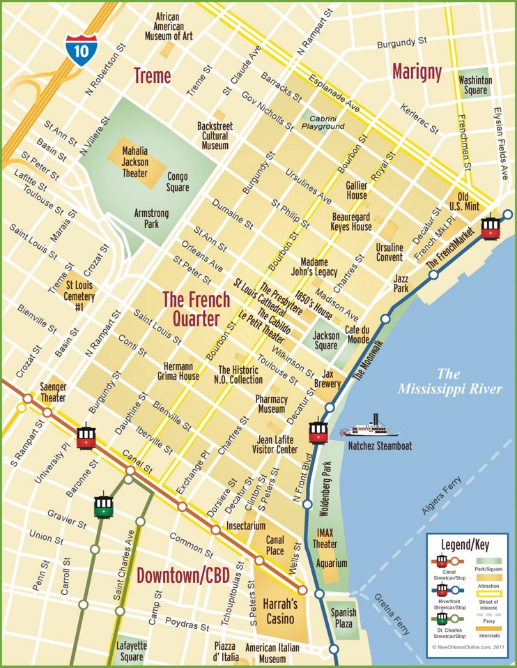 New Orleans French Quarter Map Max 