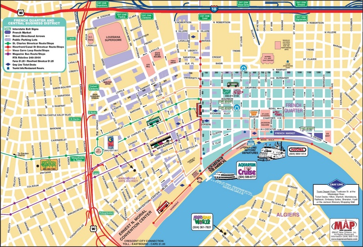 New Orleans French Quarter Tourist Map Max 