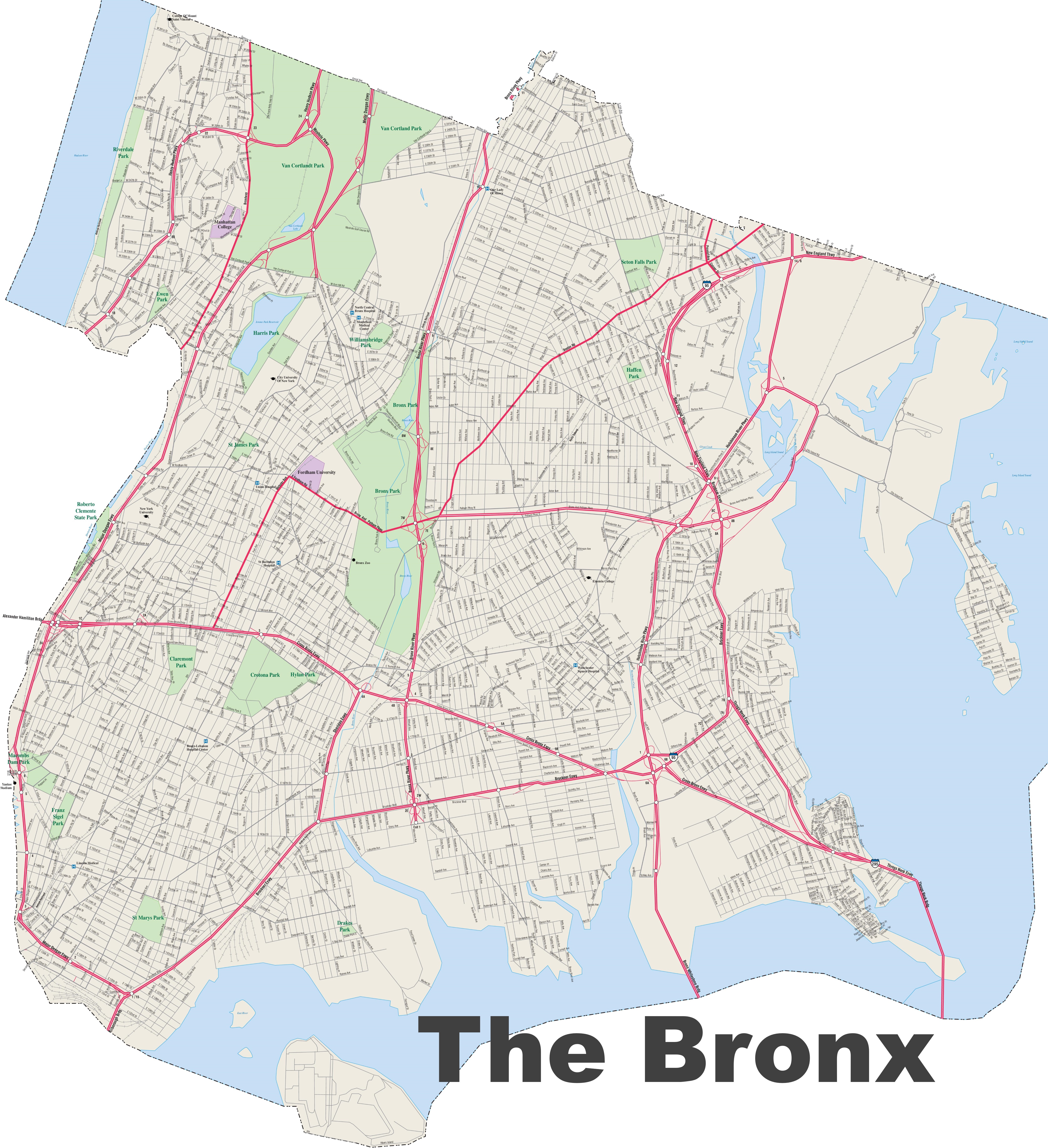 Bronx Map With Street Names Bronx Street Map