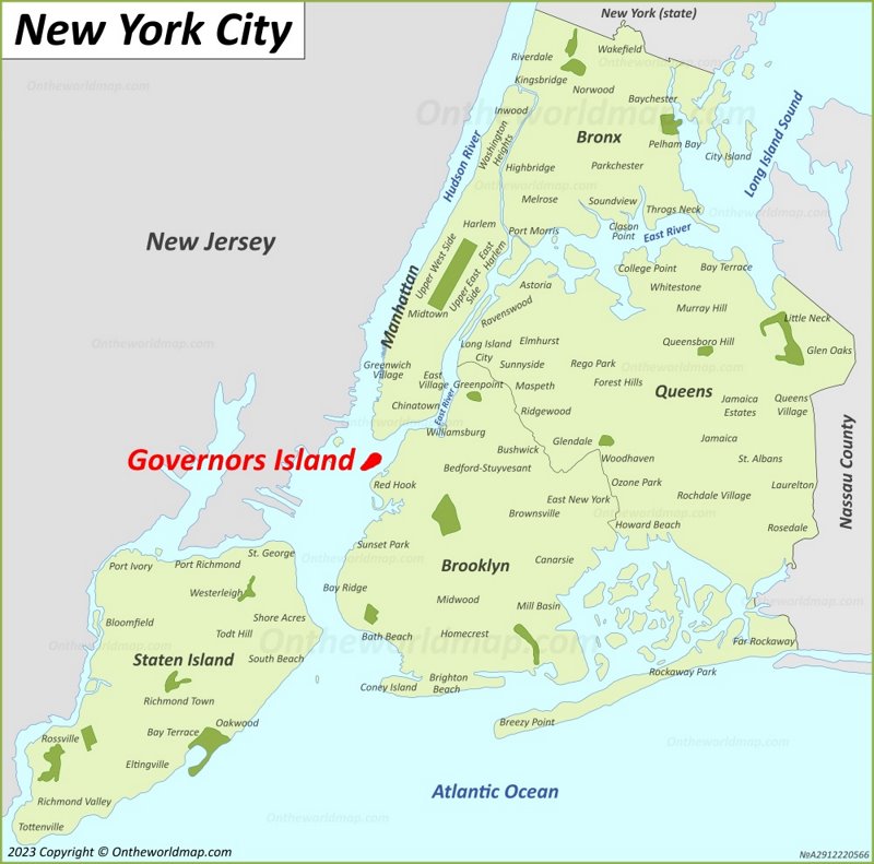 Governors Island Location On The New York City Map