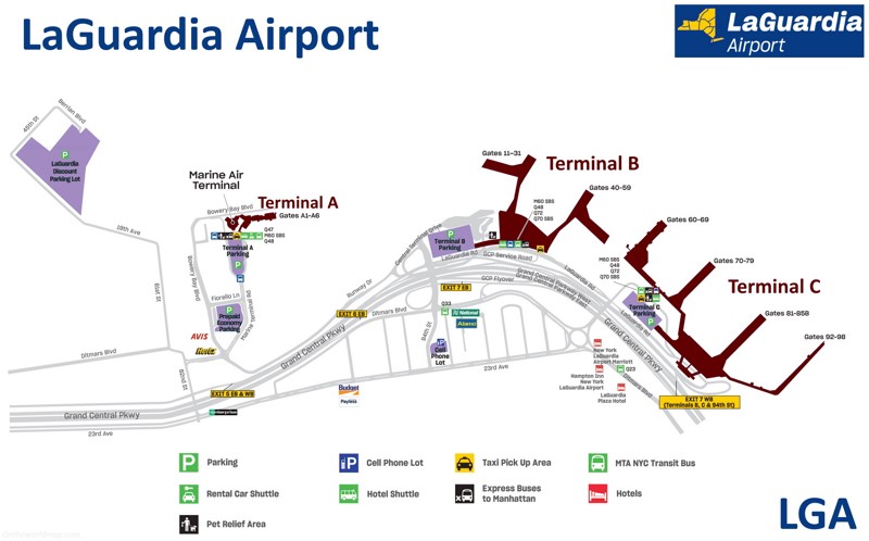 LaGuardia airport overview map