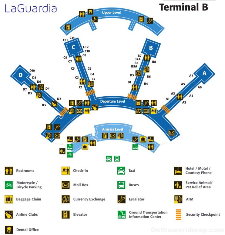 laguardia airport terminal b map