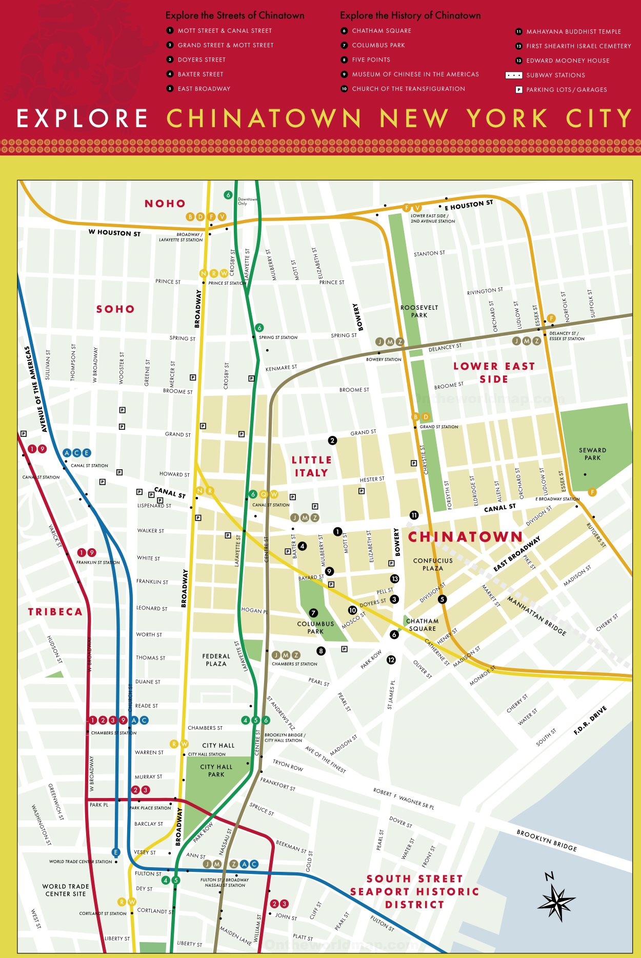 Map Of Chinatown Manhattan New York City Ontheworldmap Com   Map Of Chinatown 