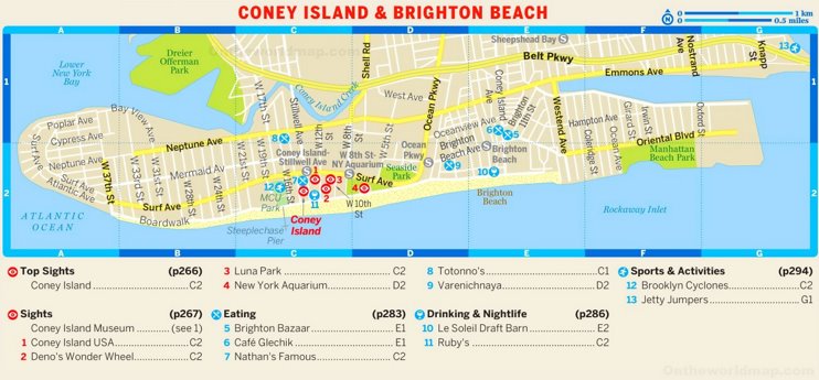 Map of Coney Island and Brighton Beach