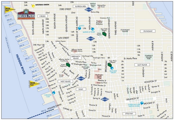 Map of Greenwich Village, Chelsea, Soho and Little Italy