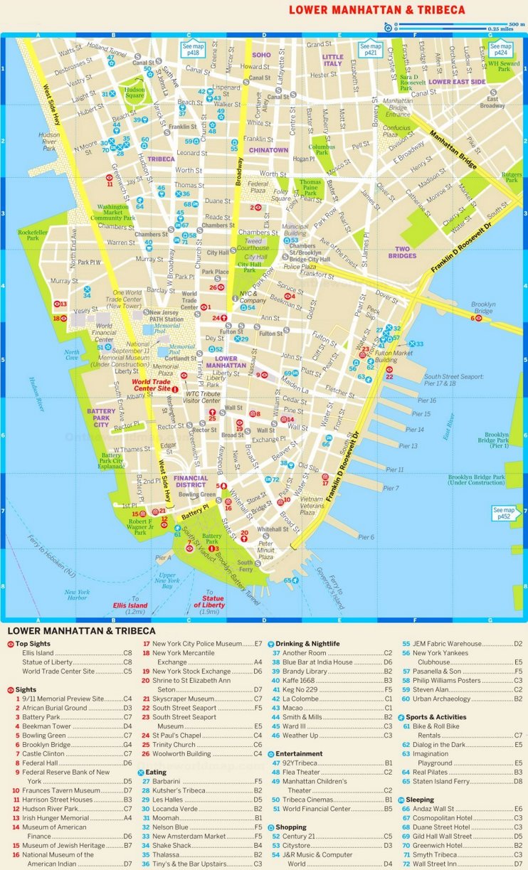 Map of Lower Manhattan and Tribeca