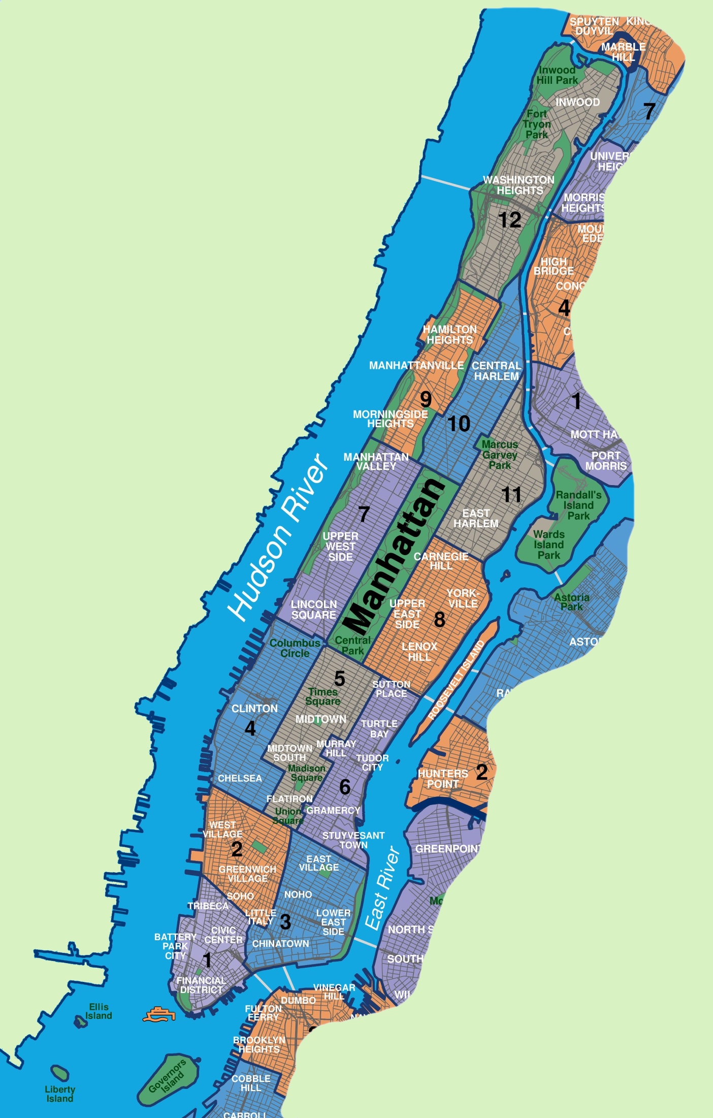 Printable Map Of Manhattan Neighborhoods - United States Map