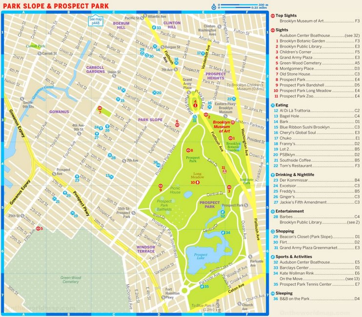 Map of Park Slope and Prospect Park