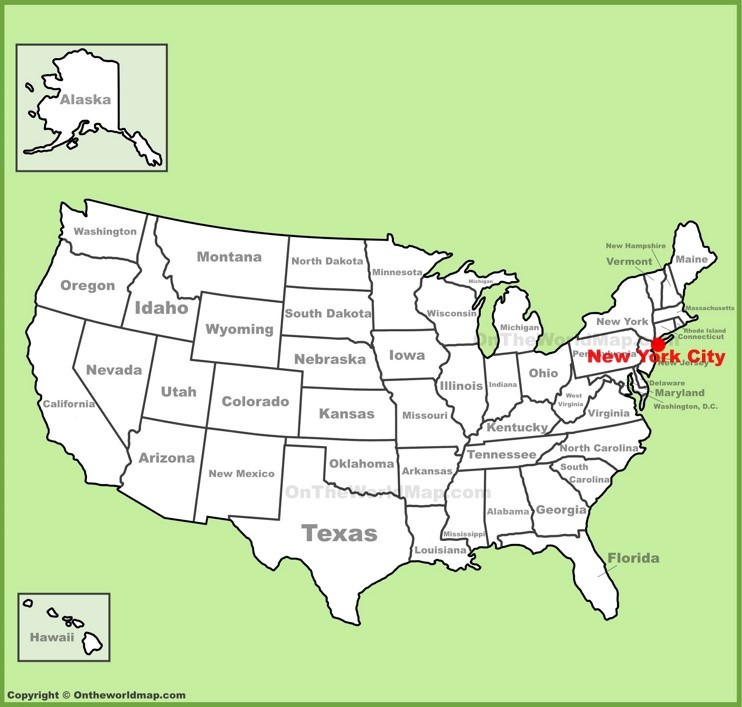 New York City location on the U.S. Map 