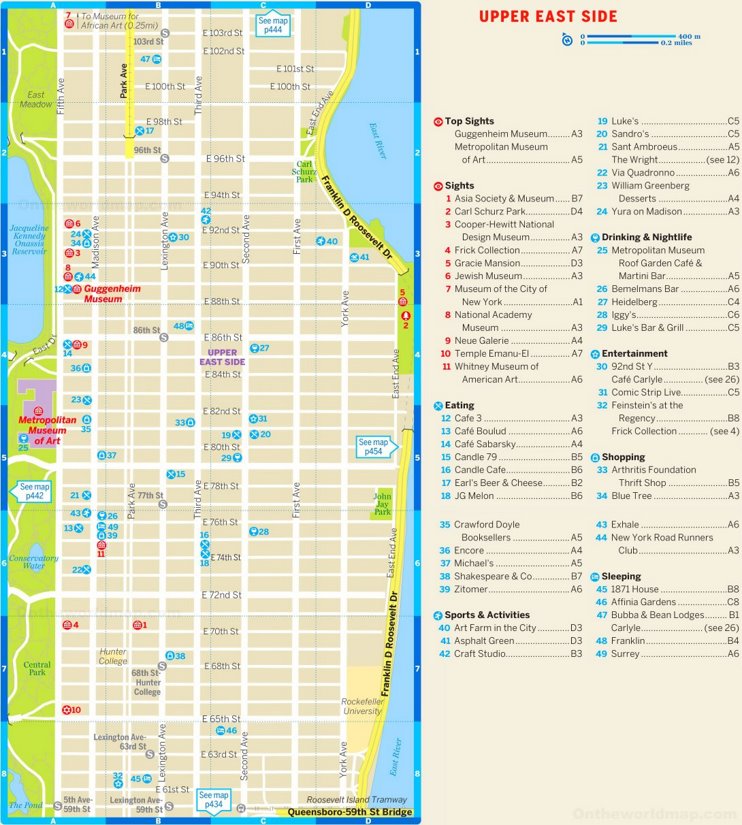 Upper East Side Tourist Map