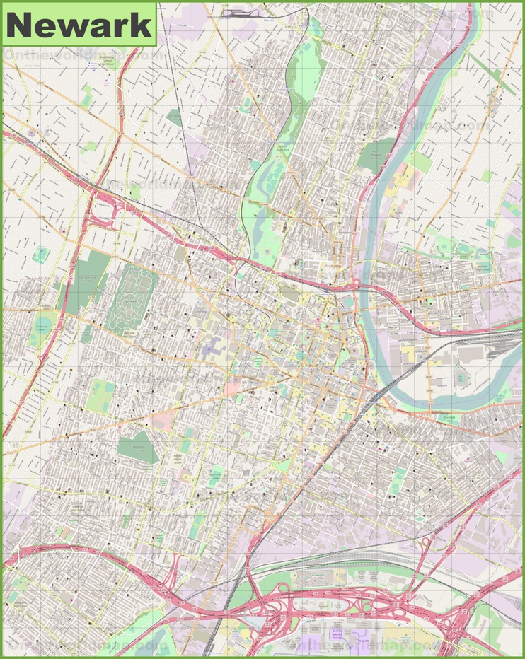 Large detailed map of Newark