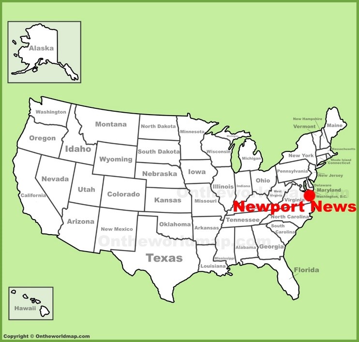 Newport News location on the U.S. Map