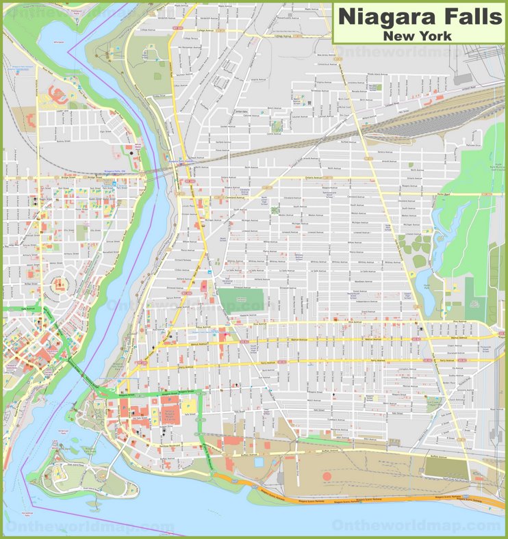 Large detailed map of Niagara Falls