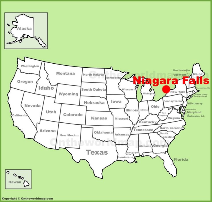 Niagara Falls location on the U.S. Map