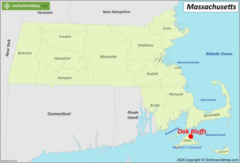 Oak Bluffs Location On The Massachusetts Map