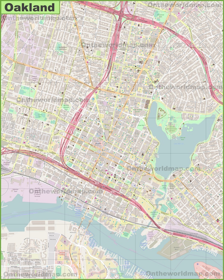 Large detailed map of Oakland