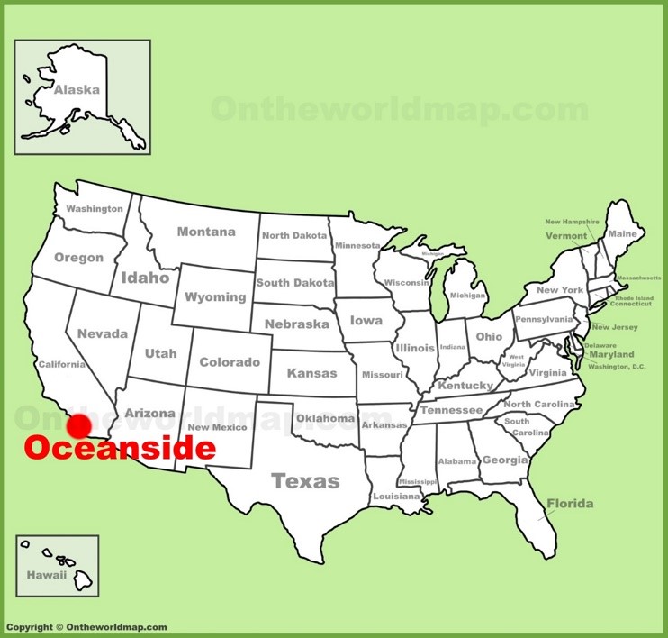 Oceanside location on the U.S. Map