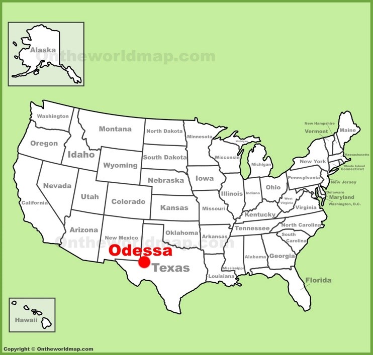 Odessa location on the U.S. Map