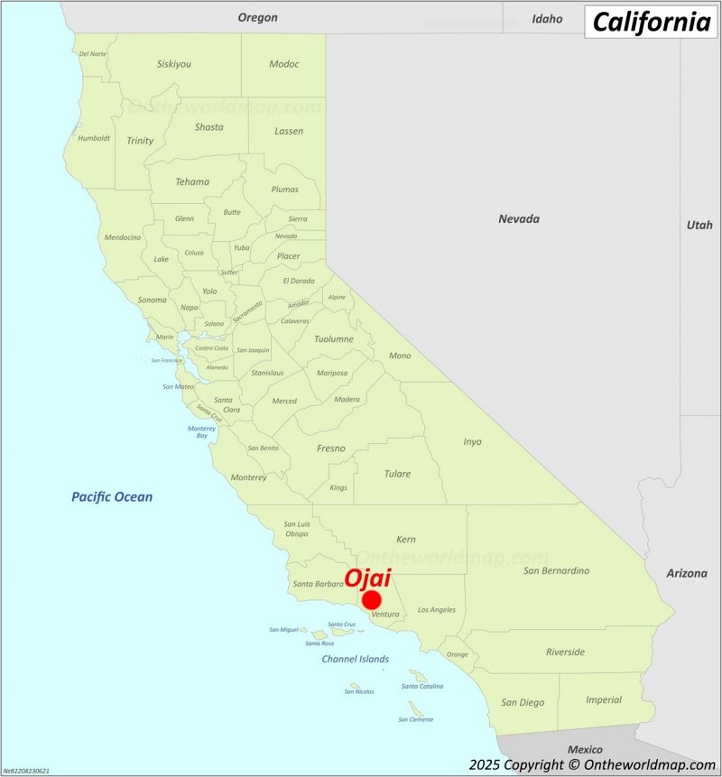 Ojai Location On The California Map