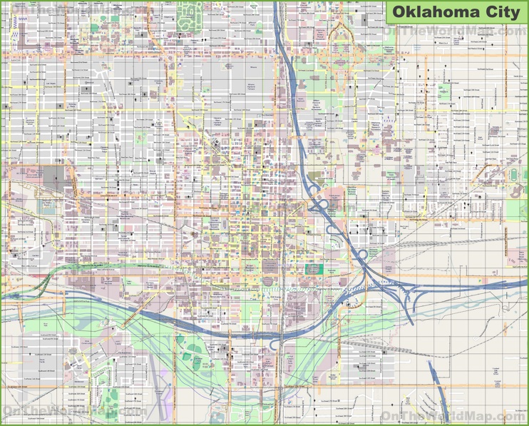 Large detailed map of Oklahoma City
