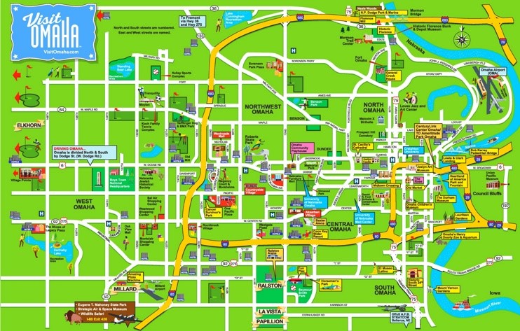 Omaha hotels and sightseeings map