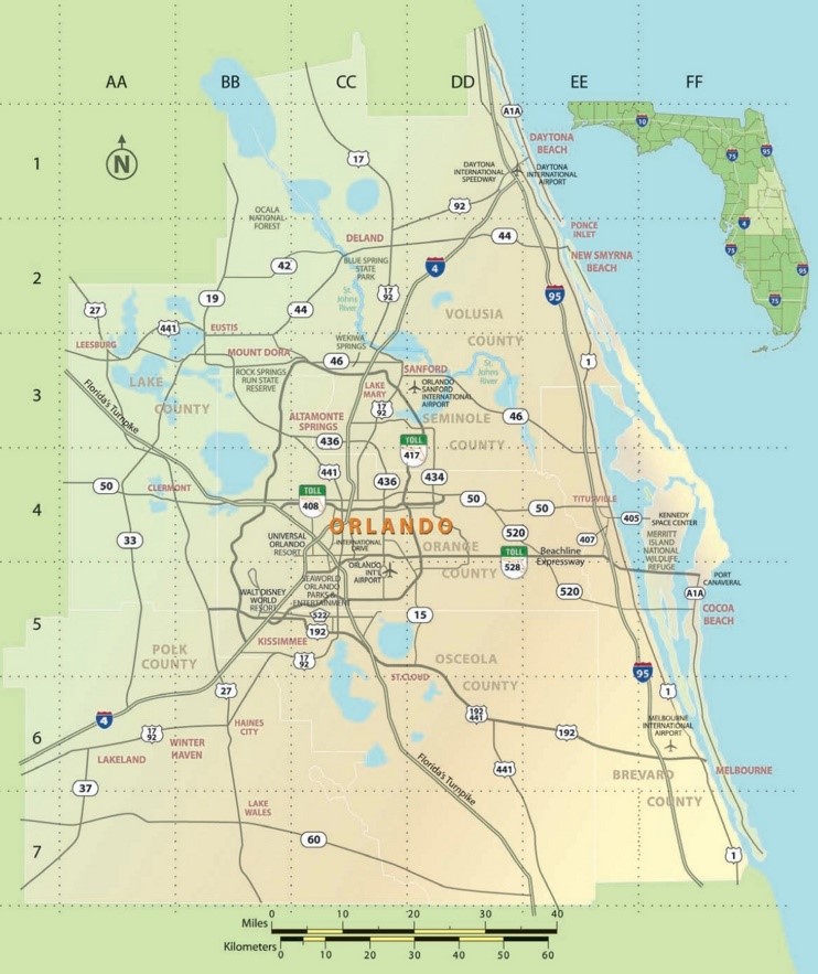 Orlando area map