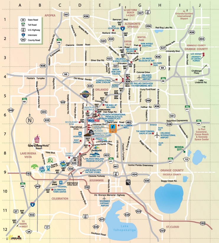Orlando Tourist Attractions Map Ontheworldmap Com