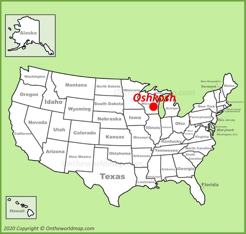 Oshkosh location on the U.S. Map
