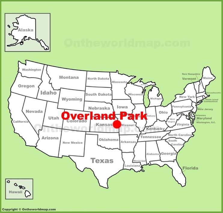 Overland Park location on the U.S. Map