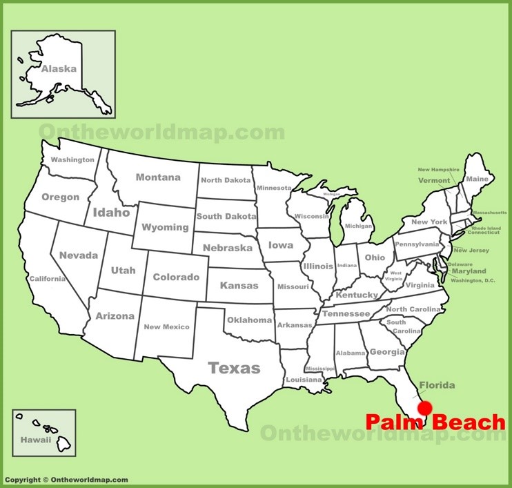 Palm Beach location on the U.S. Map