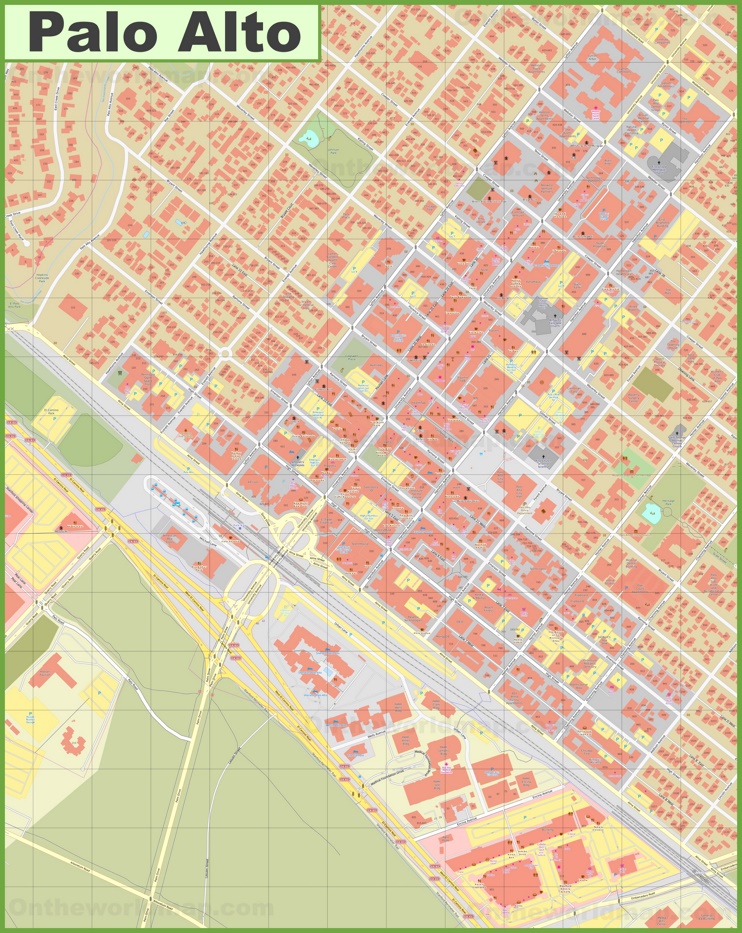 Palo Alto downtown map