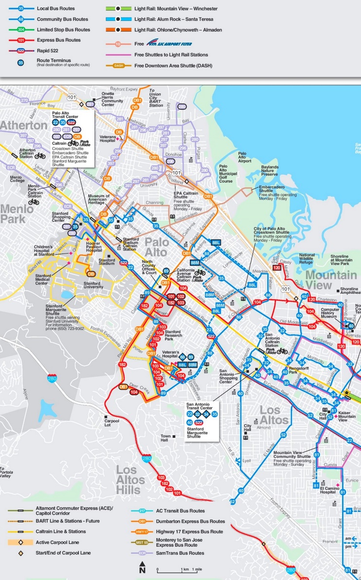 Palo Alto transport map