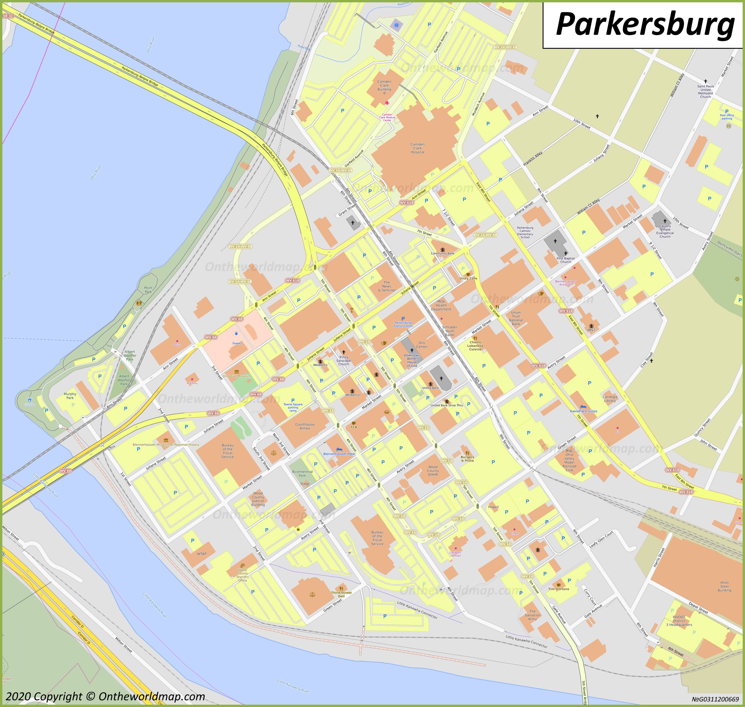 Parkersburg Map | West Virginia, U.S. | Maps of Parkersburg