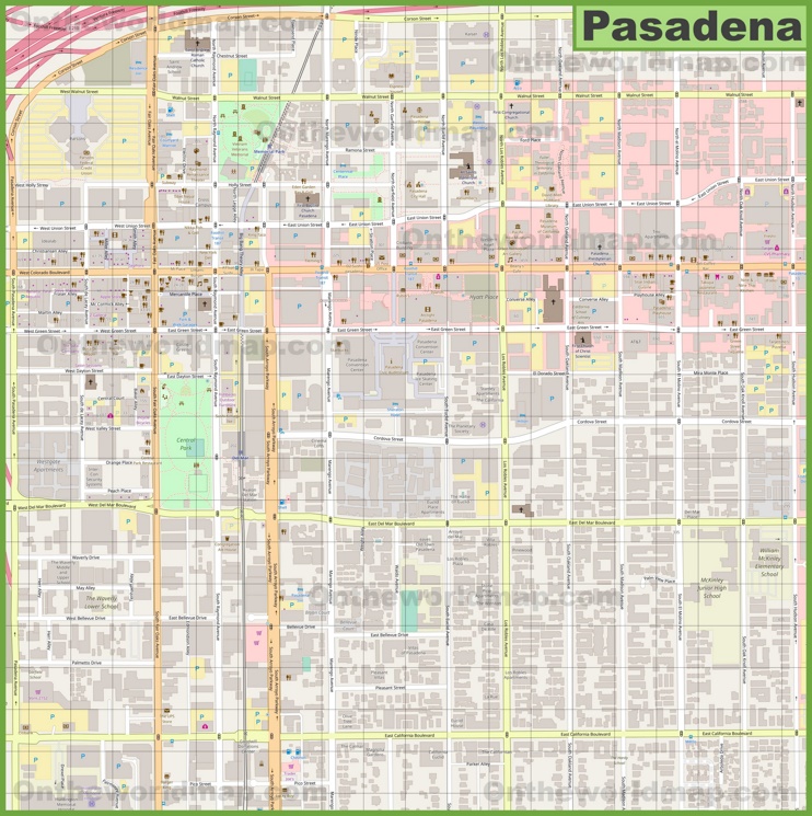 Pasadena downtown map