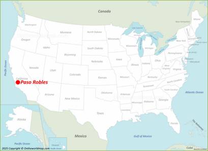 Paso Robles Location on the USA Map