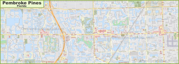 Large detailed map of Pembroke Pines