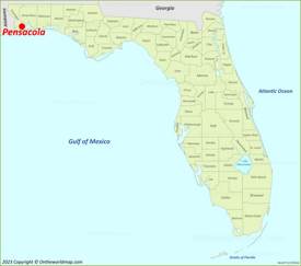 Pensacola Location On The Florida Map