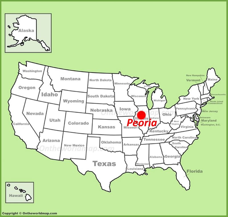 Peoria location on the U.S. Map