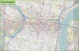 Large detailed street map of Philadelphia