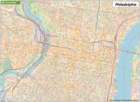 Large detailed street map of Philadelphia