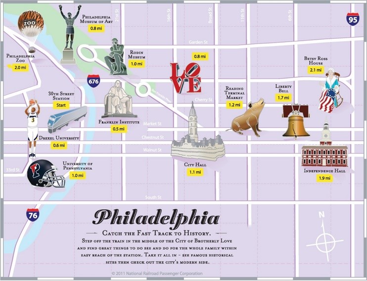 Philadelphia tourist attractions map