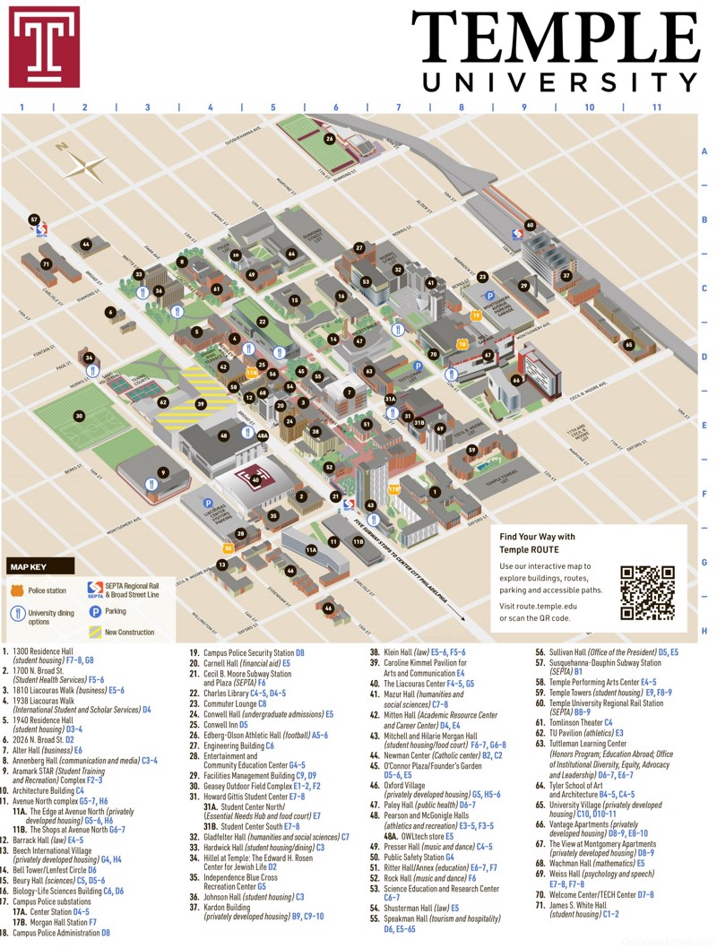 Temple University Main Campus Map