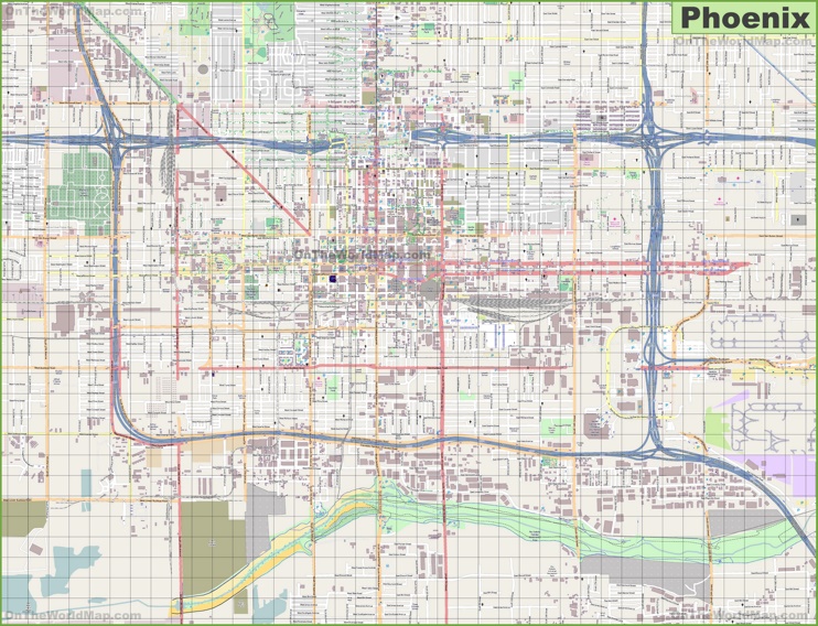 Large detailed street map of Phoenix