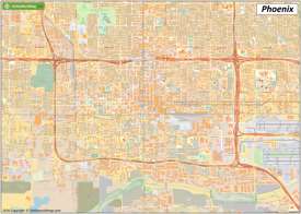 Large detailed street map of Phoenix