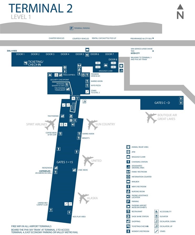 Phoenix airport terminal 2 map