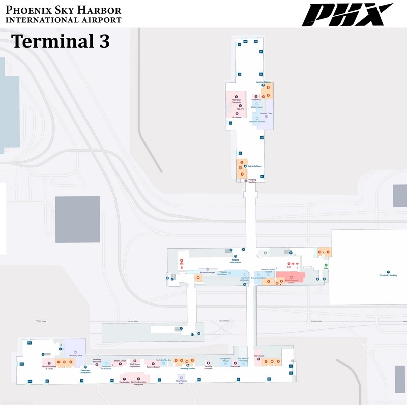 Phoenix Airport Terminal 3 Map